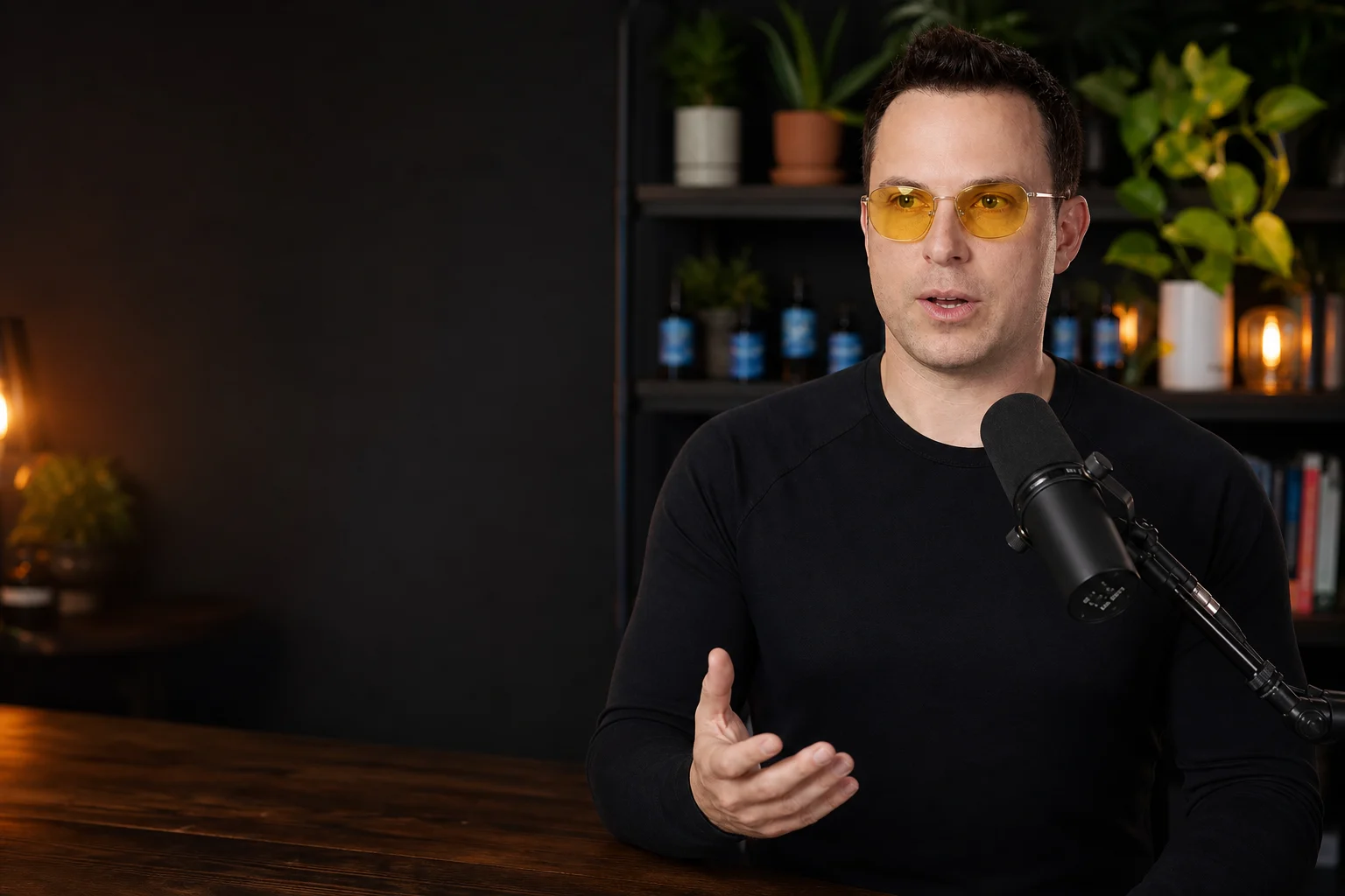 Dr. Mike Belkowski speaking in his plant-filled podcast studio